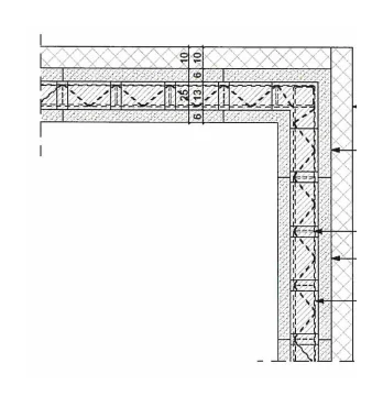 ISB® external wall corner connection detail showing the wall system junction