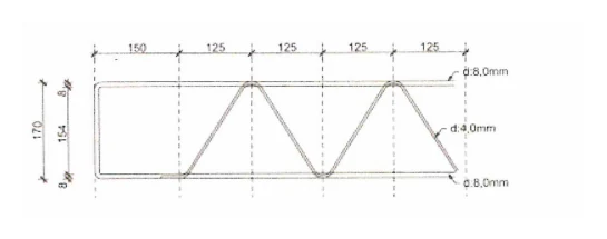 Detalle de refuerzo ISB® mostrando geometría, separación y dimensiones
