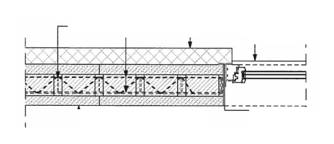 ISB® window opening side connection detail showing the junction between the wall element and window frame
